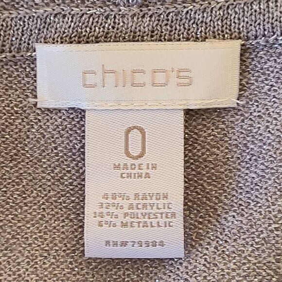 Chico's Womens Open Metallic Silver Metallic Gray Sweater Cardigan XS - Picture 6 of 11